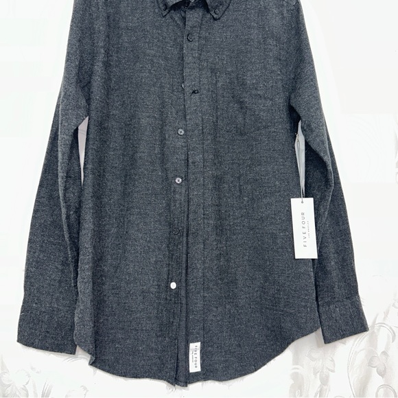 NWT Five Four Hakuba Charcoal Long Sleeve Flannel Button Down Collared Shirt - Picture 7 of 11